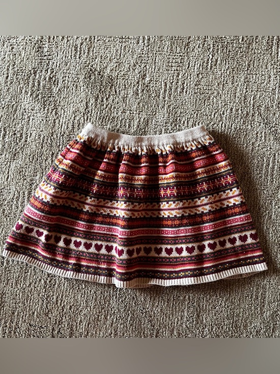 Other - Norwegian style Fair Isle Circle Skirt in Pink, Cream & Maroon